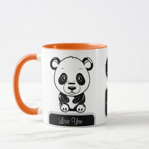 Monogram Cute Kawaii Panda Bear Personalised Love Mug