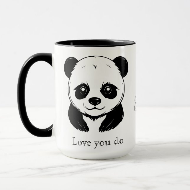 Monogram Cute Kawaii Panda Bear Personalised Love Mug (Left)