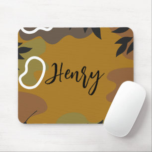 Monogram Cute mustard Abstract background and leaf Mouse Mat