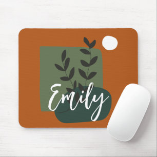 Monogram Cute natural colours Caramel Sage green Mouse Mat