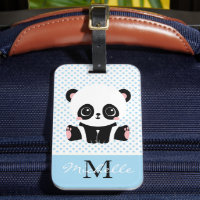 Monogram Cute Panda Bear Personalised Polka Dot
