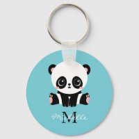 Monogram Cute Panda Personalised Bubble Gum Blue