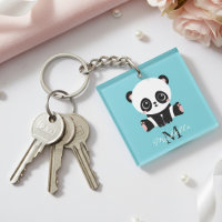 Monogram Cute Panda Personalised Bubble Gum Blue