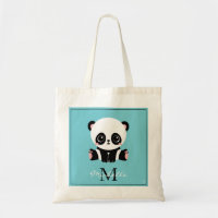 Monogram Cute Panda Personalised Bubble Gum Blue