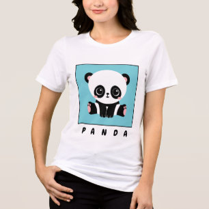 Monogram Cute Panda Personalised Bubble Gum Blue Tri-Blend Shirt