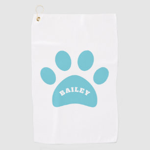 Monogram Cute Paw Print Golf Towel