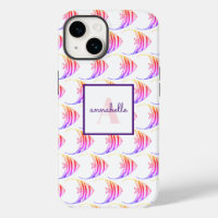 Monogram Cute Pink Fish Pattern