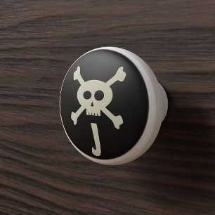 Monogram Cute Pirate Flag Crossbones Nursery Knob