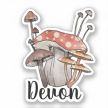 Monogram Cute Red Mushroom - Add Name Sticker