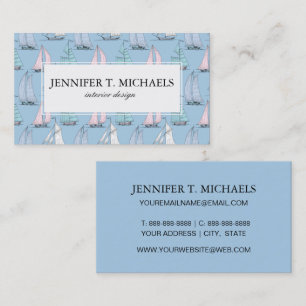 Monogram Cute Sailboat Pattern 1 Business Card