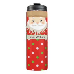 Monogram Cute Santa Celebrating Christmas Thermal Tumbler