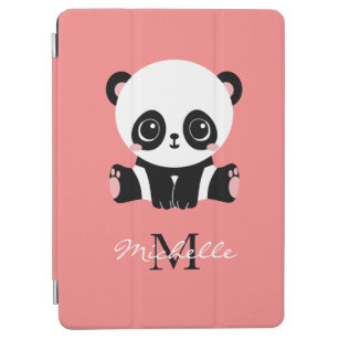 Monogram Cute Sitting Panda Personalised iPad Air Cover