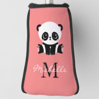 Monogram Cute Sitting Panda Personalised Salmon