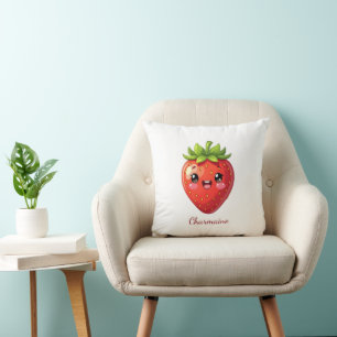 Monogram cute strawberry kawaii cushion