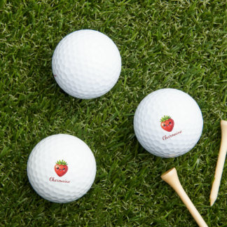 Monogram cute strawberry kawaii golf balls