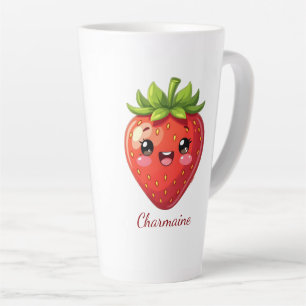 Monogram cute strawberry kawaii latte mug