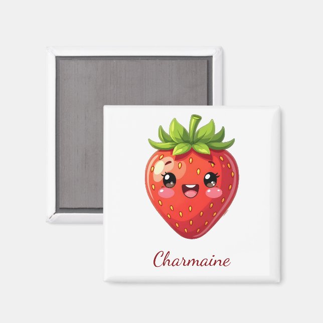 Monogram cute strawberry kawaii magnet (Front/Back)