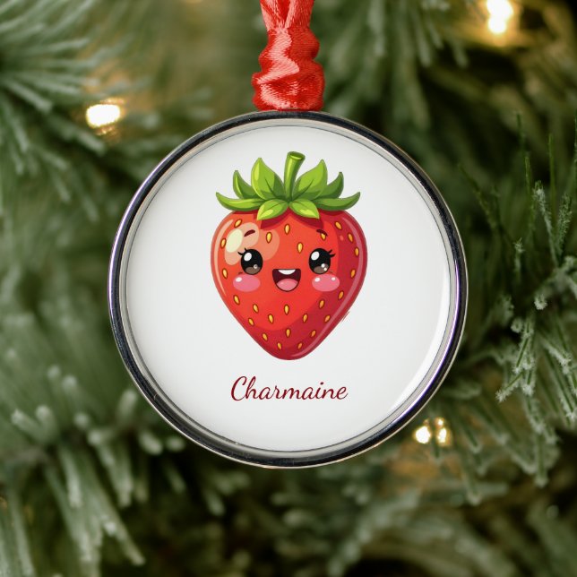 Monogram cute strawberry kawaii metal tree decoration (Tree)