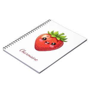 Monogram cute strawberry kawaii notebook