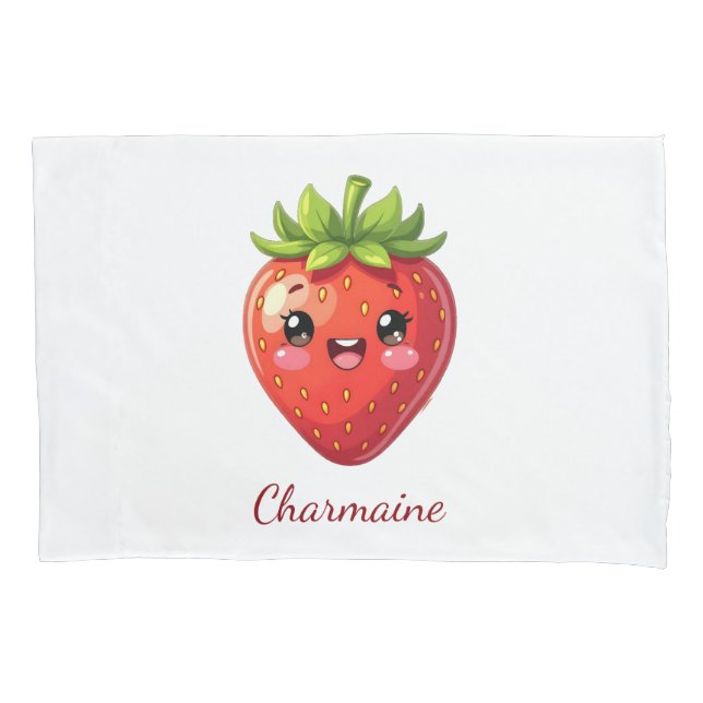 Monogram cute strawberry kawaii pillowcase (Front)