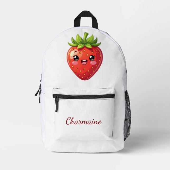 Monogram cute strawberry kawaii printed backpack (Front)