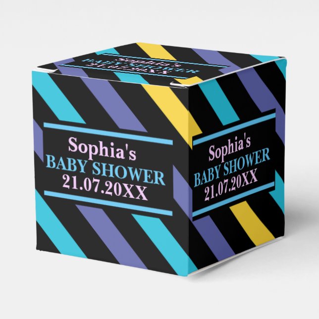 Monogram Cute Striped Baby Shower          Favour  Favour Box (Front Side)