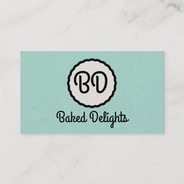 Monogram | Cutesy (mint) Business Card (Front)