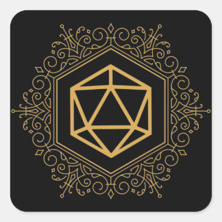 Monogram D20 Dice Gold Tabletop RPG Square Sticker