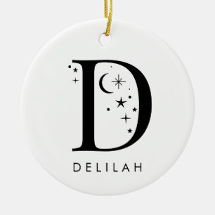 Monogram D Celestial Name Ceramic Tree Decoration
