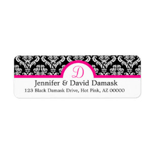 Monogram D Damask White Address Labels