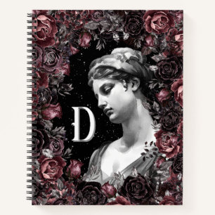 MONOGRAM D GREEK ROMAN CELESTIAL GODDESS ART NOTEBOOK