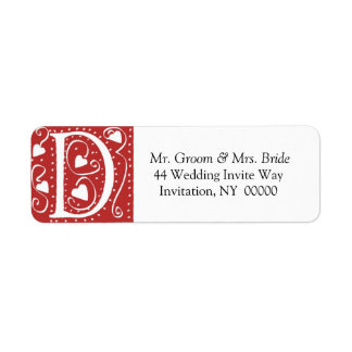 Monogram D Hearts Red White Wedding Colours Return