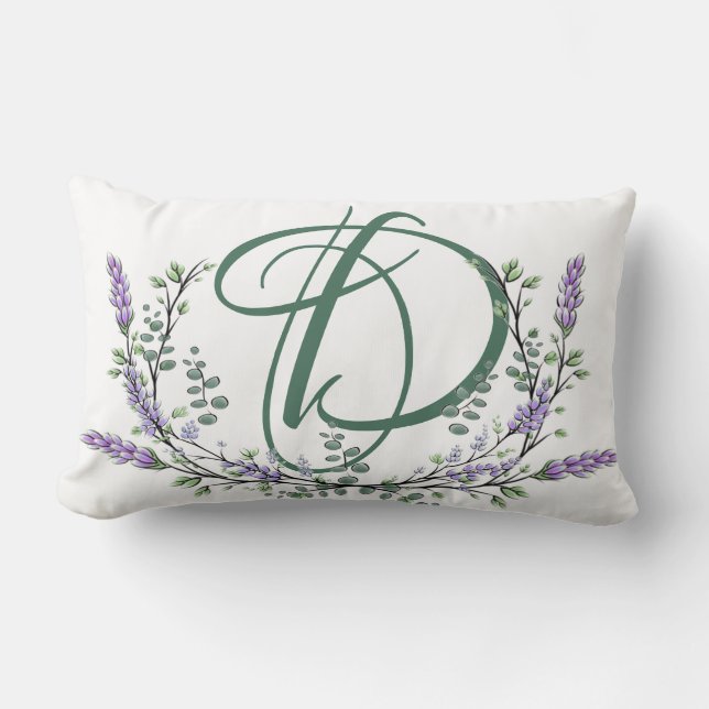 Monogram D Lavender Eucalyptus Lumbar Cushion (Front)