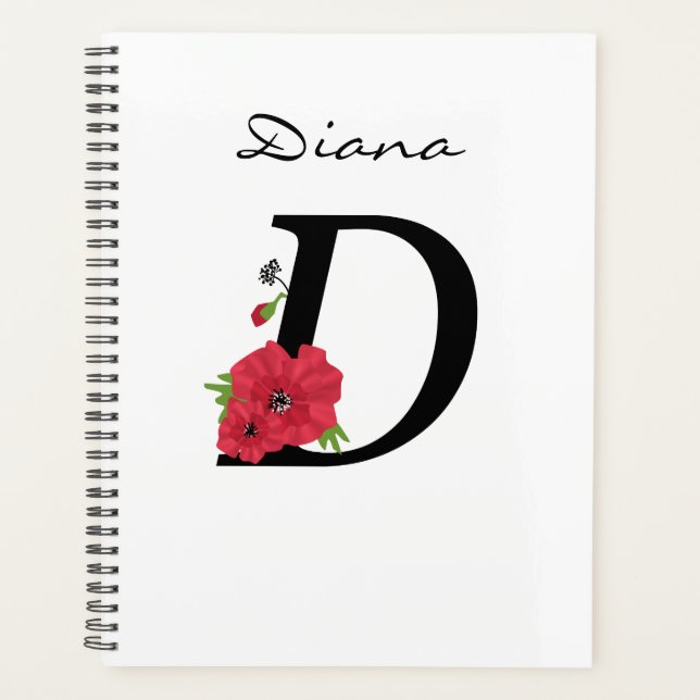 Monogram D, letter D, flowers, monogram, monogram Planner (Front)