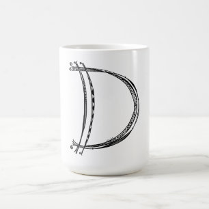 Monogram D Mug with Musical Notes