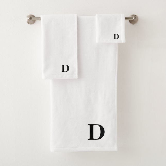 Monogram D On White  Bath Towel Set (Insitu)