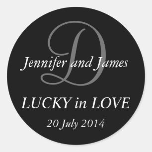 Monogram D Stickers for Weddings Black