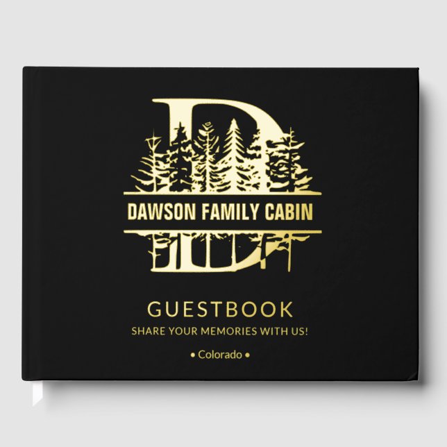 Monogram D Vacation Rental Cabin House Lake House  Guest Book (Front)