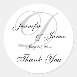 Monogram D Wedding Thank You Label Sticker