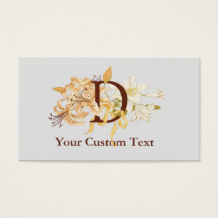 Monogram D with Vintage Lilies Template