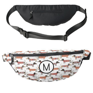 Monogram Dachshund Wiener Sausage Dog Personalised Bum Bags