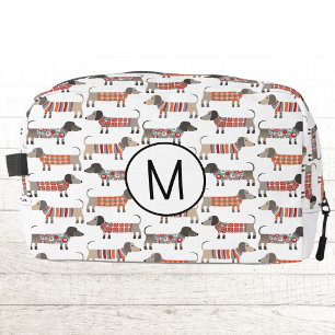 Monogram Dachshund Wiener Sausage Dog Personalised Dopp Kit