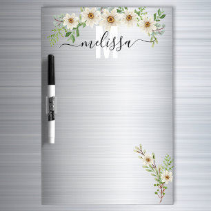  Monogram Daisy Silver Metal Look To Do  Dry Erase Board