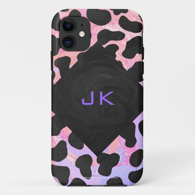 Monogram Dalmatian Black and Pink Case-Mate iPhone Case (Back)