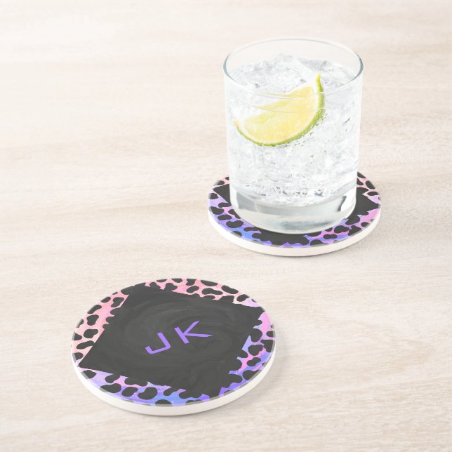 Monogram Dalmatian Black and Pink Coaster (Side)