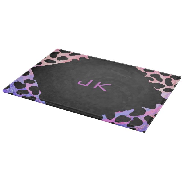 Monogram Dalmatian Black and Pink Cutting Board (Corner)