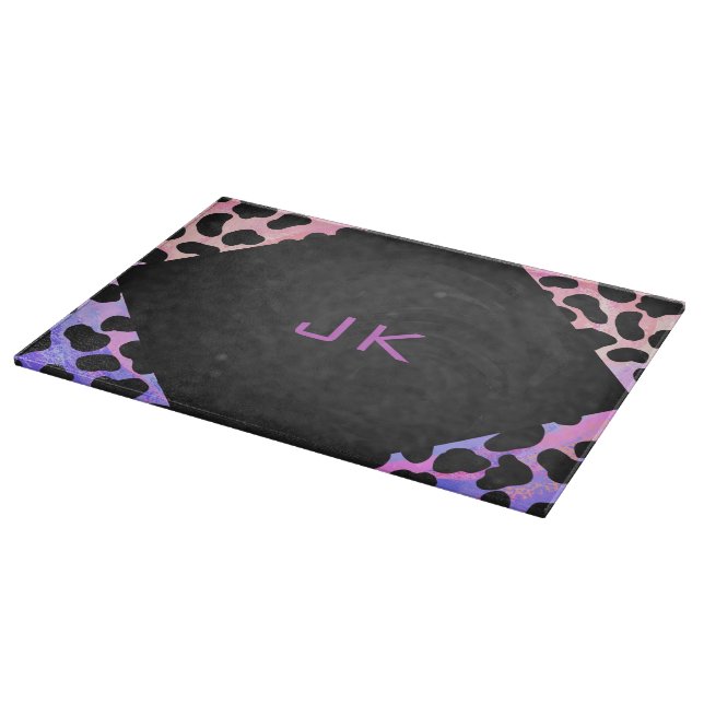 Monogram Dalmatian Black and Pink Cutting Board (Corner)