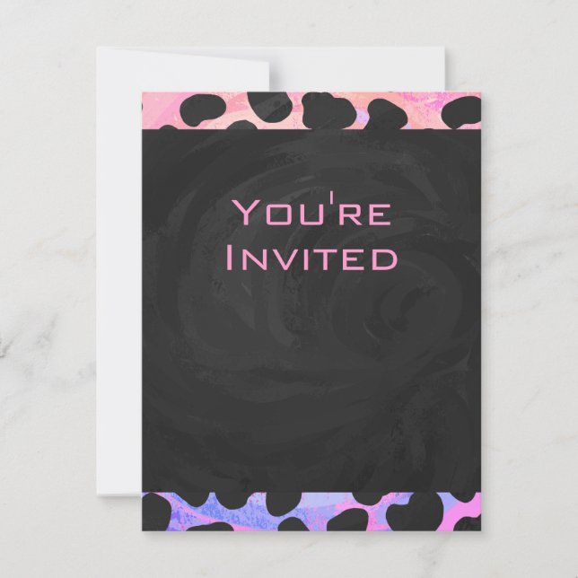 Monogram Dalmatian Black and Pink Invitation (Front)