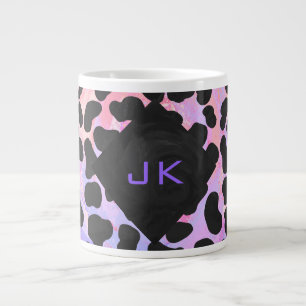 Monogram Dalmatian Black and Pink Large Coffee Mug