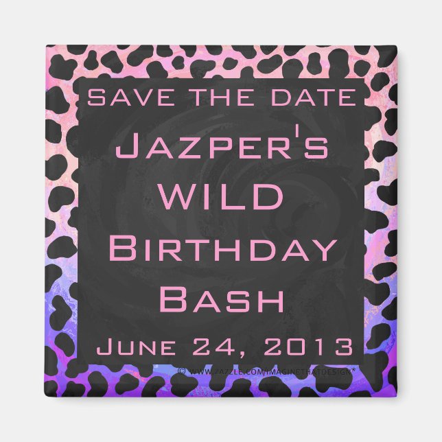 Monogram Dalmatian Black and Pink Magnet (Front)